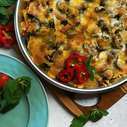 سیب زمینی پنیر و قارچ .. Mushroom cheese potatoes